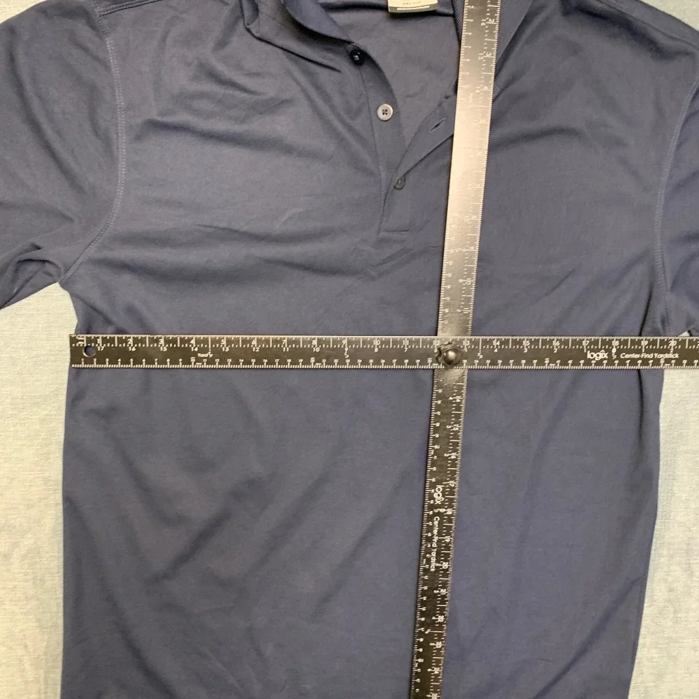 Nike Dri-Fit Polo Shirt Mens Medium Navy Blue Logo Short Sleeve Golf Performance